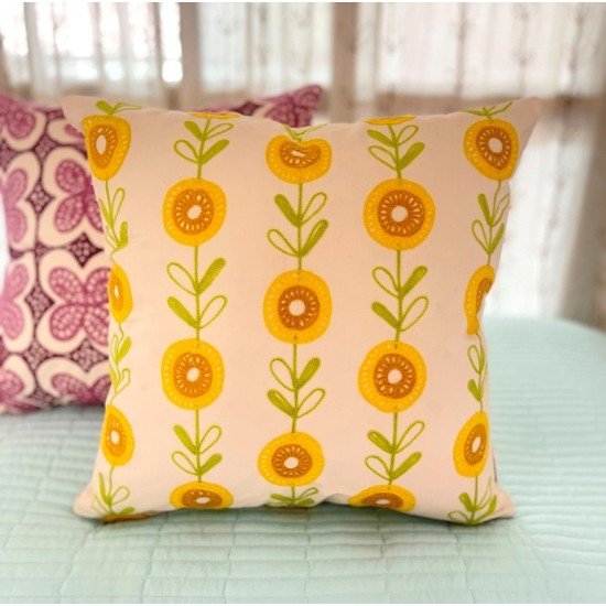 Sunflower Embroidered Cushion 