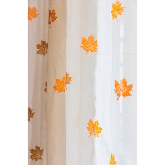 Spring Maple Leaf Block Printed Curtain