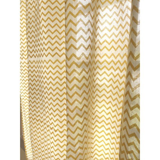 Zig Zag Mustard Printed Curtain