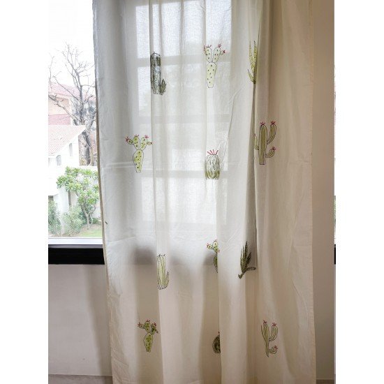 Embroidered Cactus Curtain