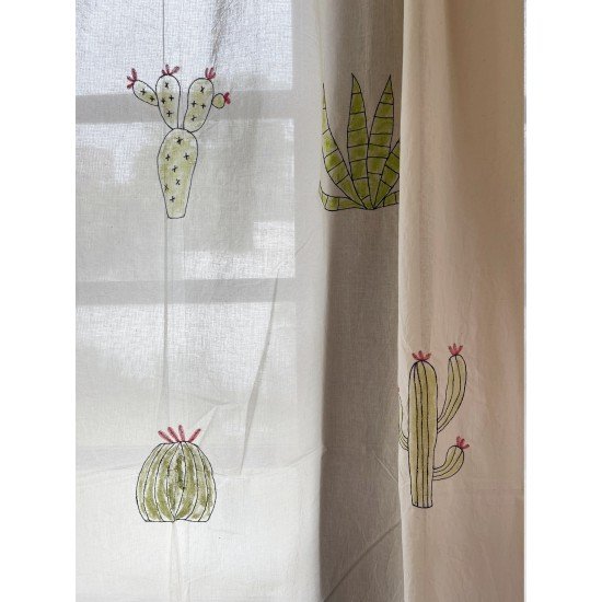 Embroidered Cactus Curtain