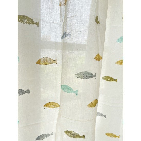 Fishes Block Print Curtain