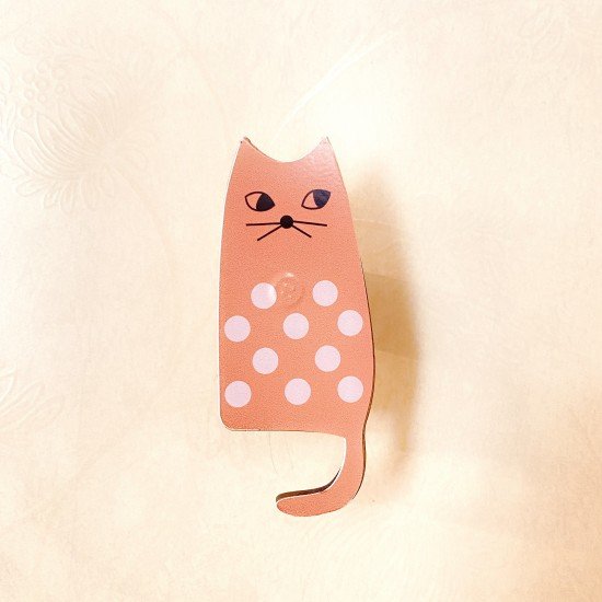 Red Polka Cat Wall Hook