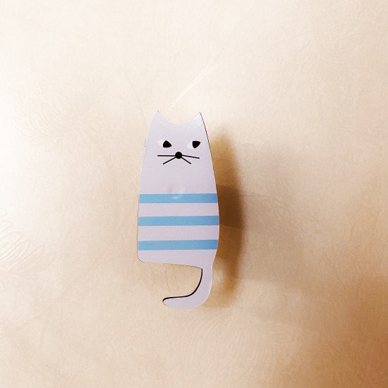 Blue Stripes Cat Wall Hook