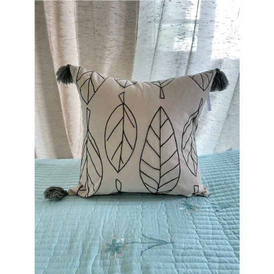 Elm Leaf Embroidered Cushion