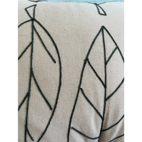 Elm Leaf Embroidered Cushion