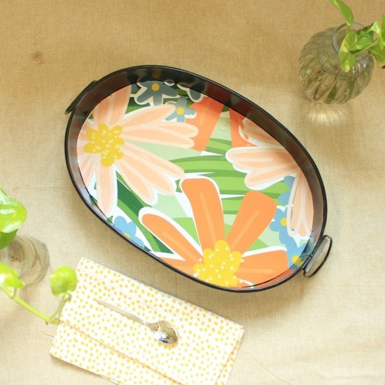 Gerbera Metal Oval Tray