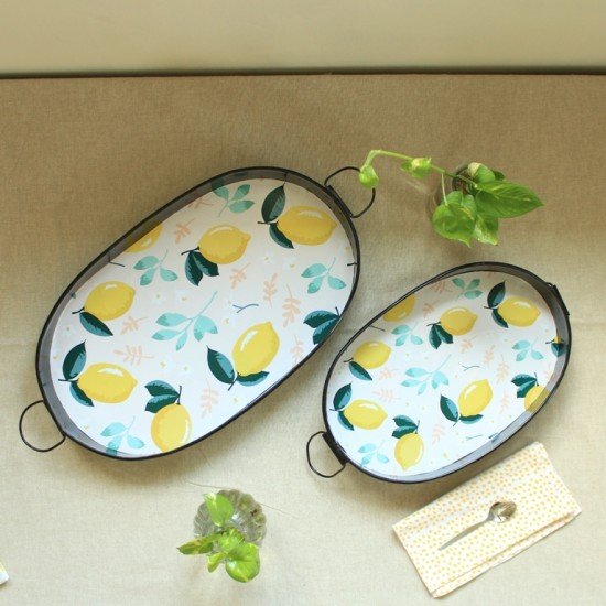 Lemon Metal Oval Tray