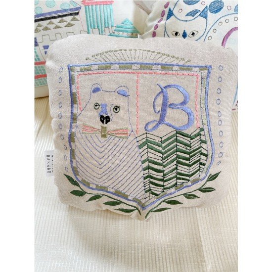 Bear emblem Embroidered Shaped Cushion