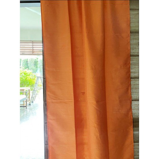 Solid Orange Art silk Curtain