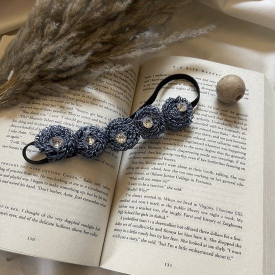 Navy Flower Diamond Head band