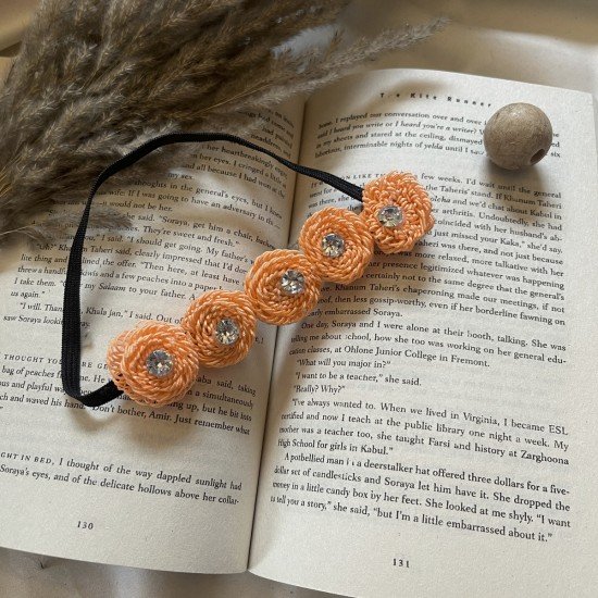 Peach Flower Diamond Head band