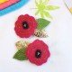 Red Flower handmade Hair Clip (set of 2)