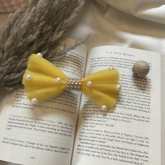 Yellow Pearl Net Hair Clip