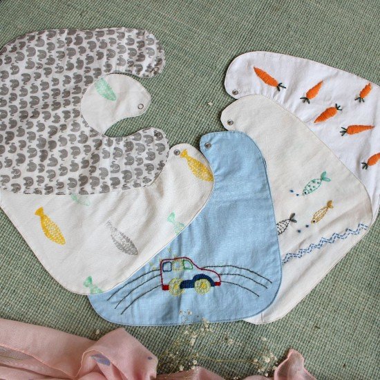 Fishes Block printed bib