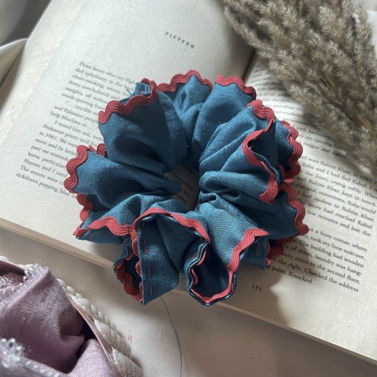 Dark Sea Blue Lace Scrunchie