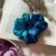 Blue Turquoise Dual Satin Scrunchie