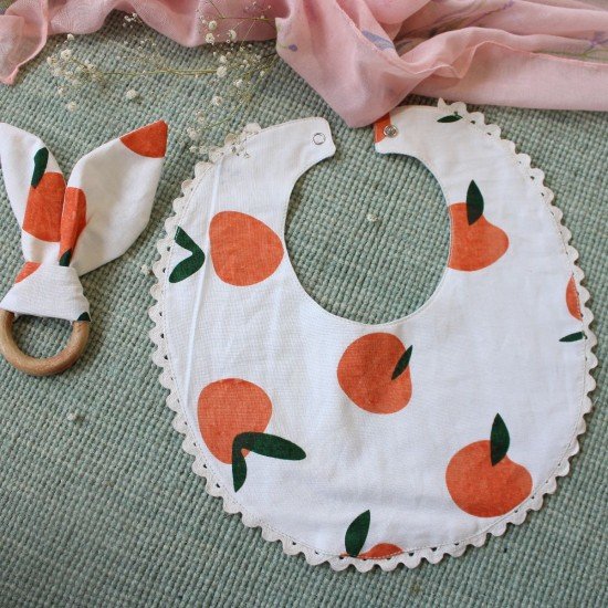 Peach Printed bib