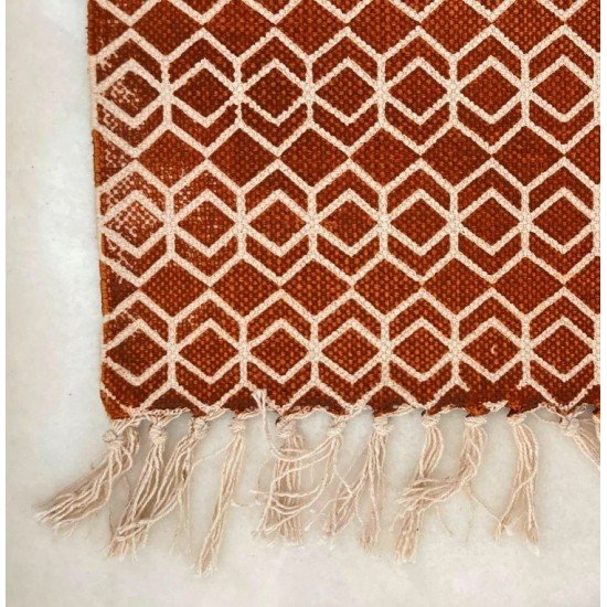 Dark Brown Geometric Printed Rug