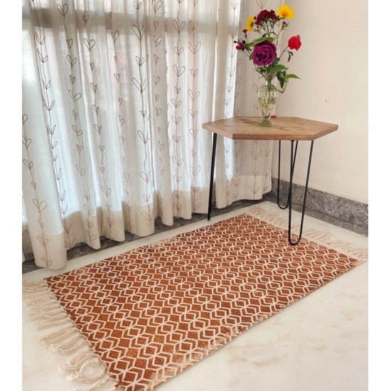 Dark Brown Geometric Printed Rug