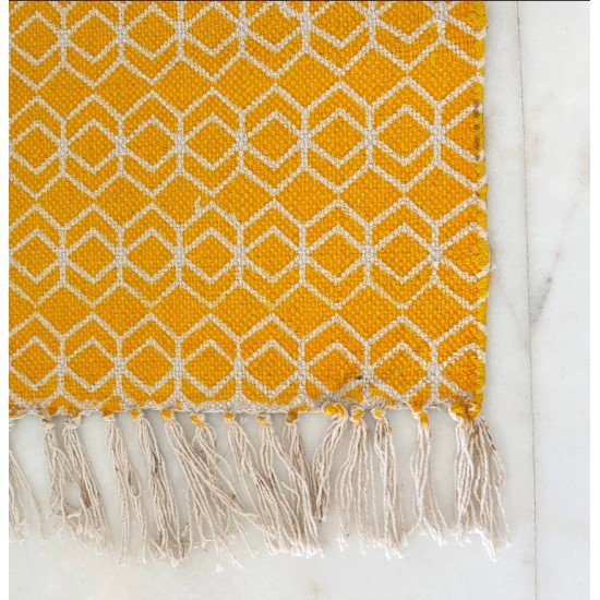 Yellow Geometric Printed Rug