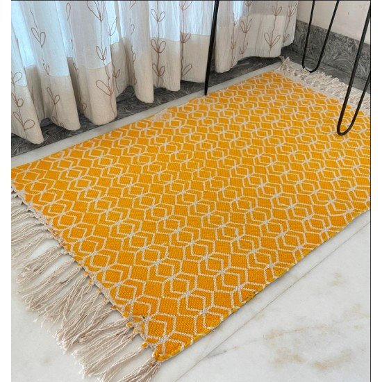 Yellow Geometric Printed Rug