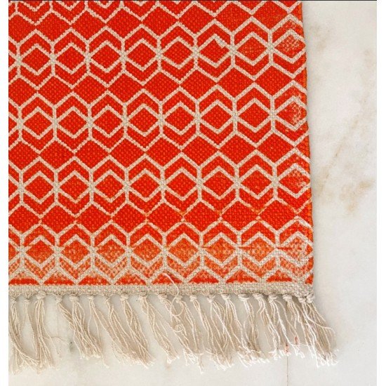 Orange Geometric Printed Rug