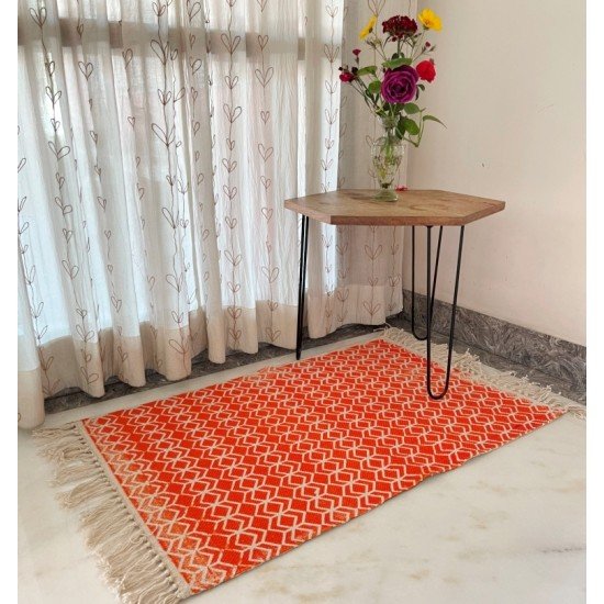 Orange Geometric Printed Rug