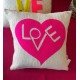 Love Heart Embroidered Cushion