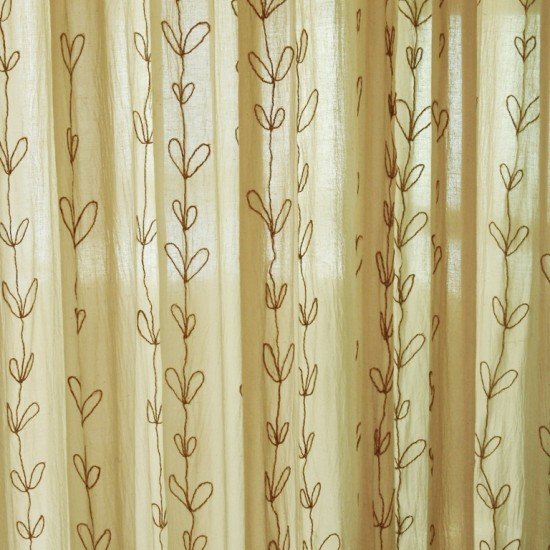 Jute Sprig Embroidery Curtain