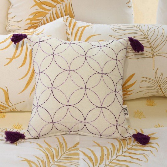 Purple Circles Kantha Cushion