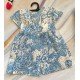Blue Flower Cotton Printed Dress