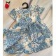 Blue Flower Cotton Printed Dress
