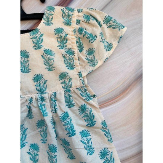 Sunflower Blue Cotton Printed Dress