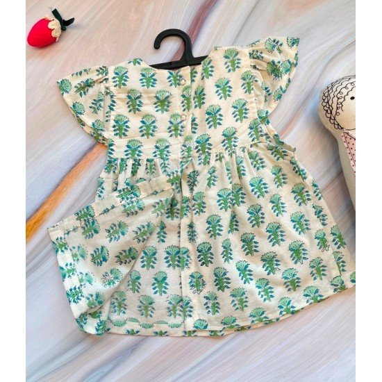 Dahlia Green Cotton Printed Dress