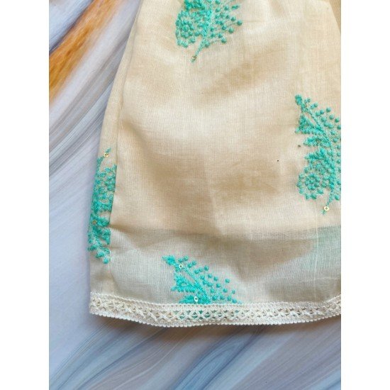 Twig Cyan Cotton Embroidered Dress