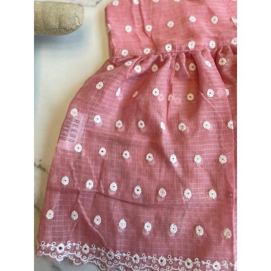 Pink Kota Embroidered Tie knot Dress