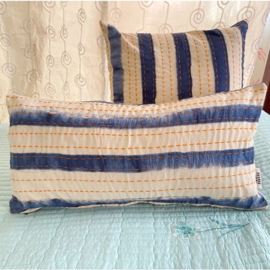 Stripe Horizontal Katha Tie n Dye Cushion