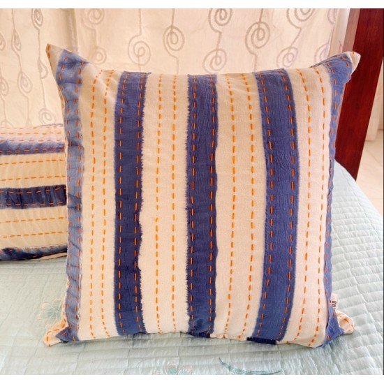 Stripe Vertical Katha Tie n Dye Cushion