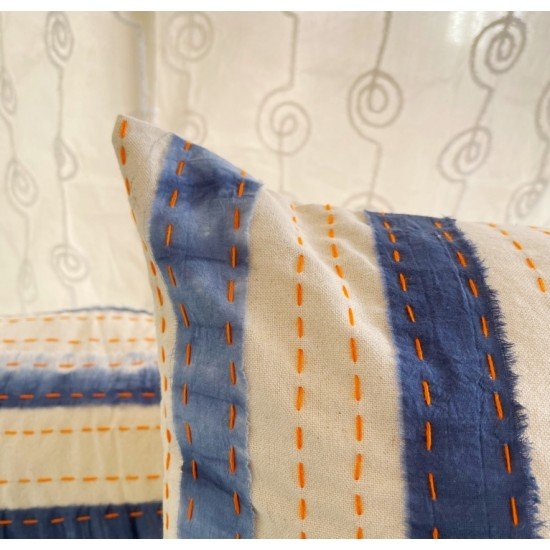 Stripe Vertical Katha Tie n Dye Cushion