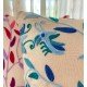 Flower Bug Blue Embroidered Cushion