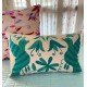 Cyan Bird Embroidered Cushion