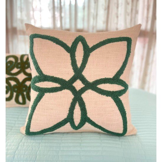 Lotus green Embroidered Cushion 