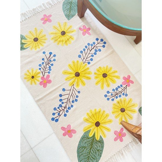 Sunflower multi Embroidery Rug