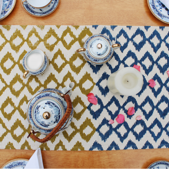 Dual Ikat printed Table Runner