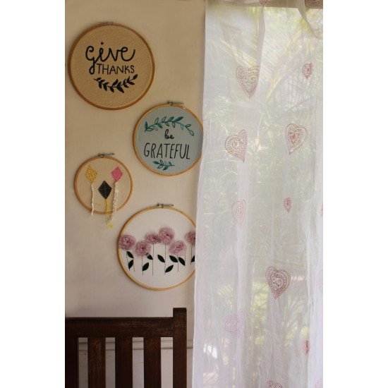 Heart Embroidered Curtain