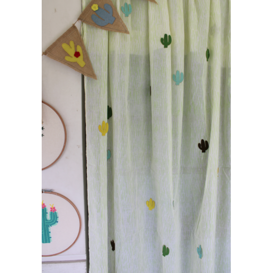 Printed cactus applique Curtain