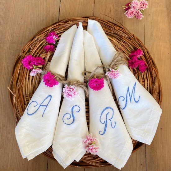 Embroidered Initials Napkins  (set of 6)