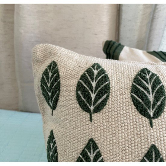 Leaf embroided Cushion