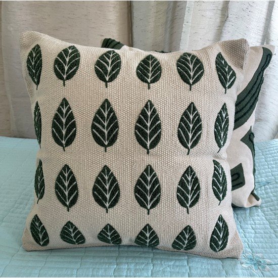 Leaf embroided Cushion